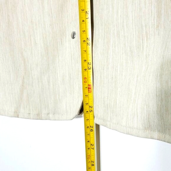 Haggar Cream Short Sleeve Collared Cropped Snap Down Cotton Blend Shirt Size 14P - Picture 7 of 9